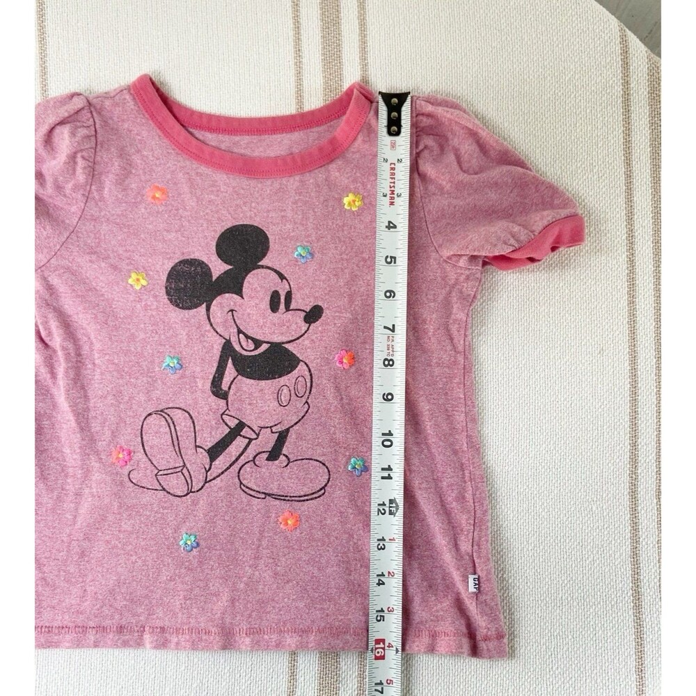 Gap Disney Kids Puff-Sleeve Graphic T-Shirt in Pink Heather Girls Size Small - Picture 10 of 10